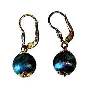 Gold Over Sterling Silver Earrings, Vintage Faux Pearl Lever Back Earrings